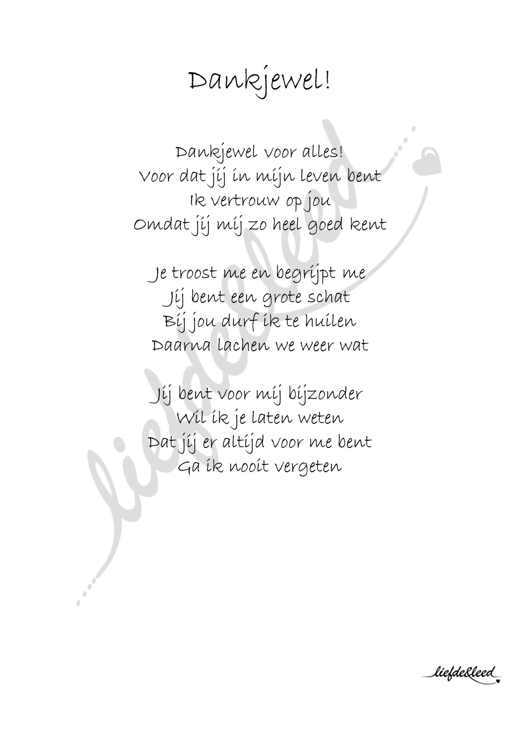 gedicht Dankjewel