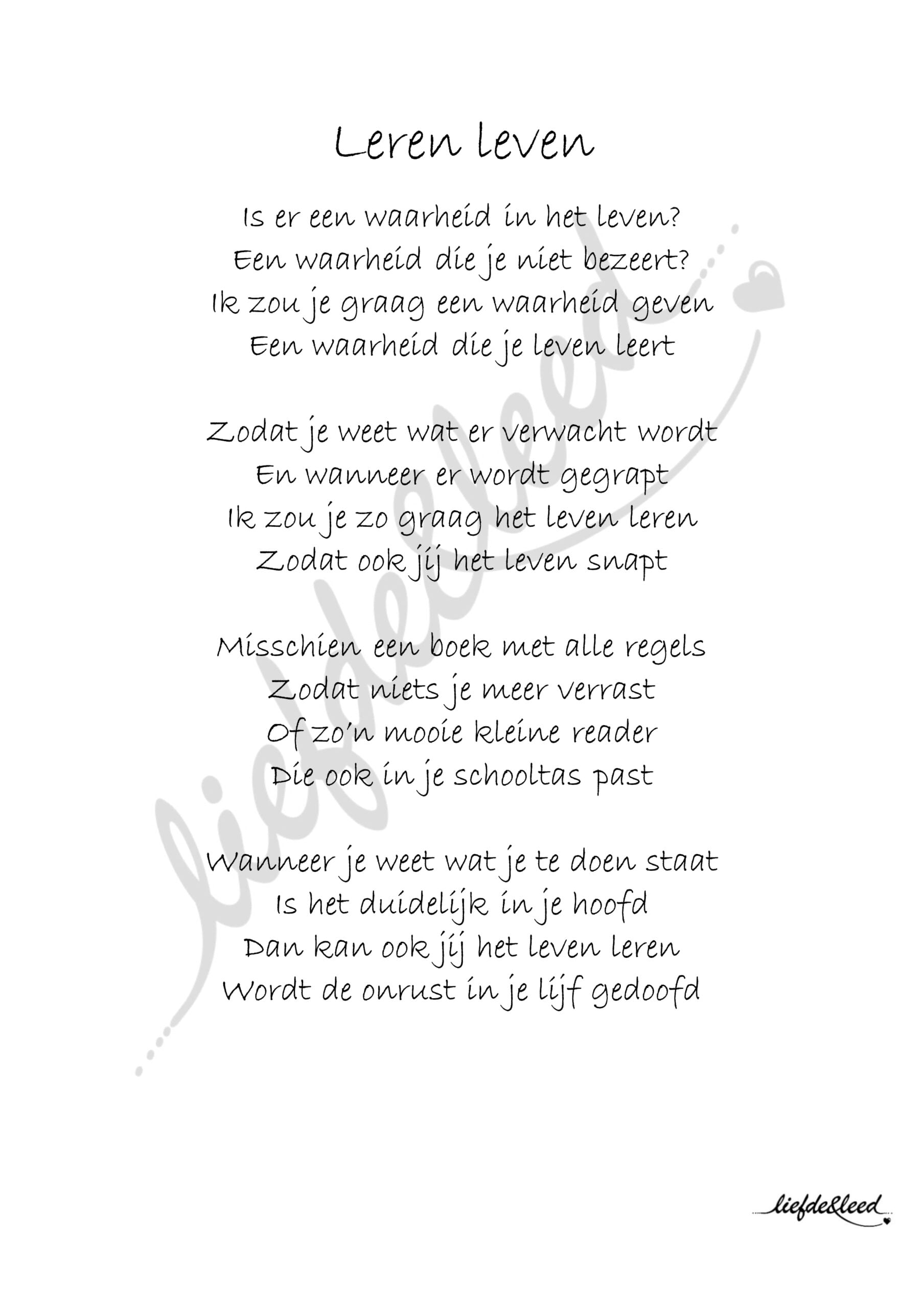 gedicht Leren Leven