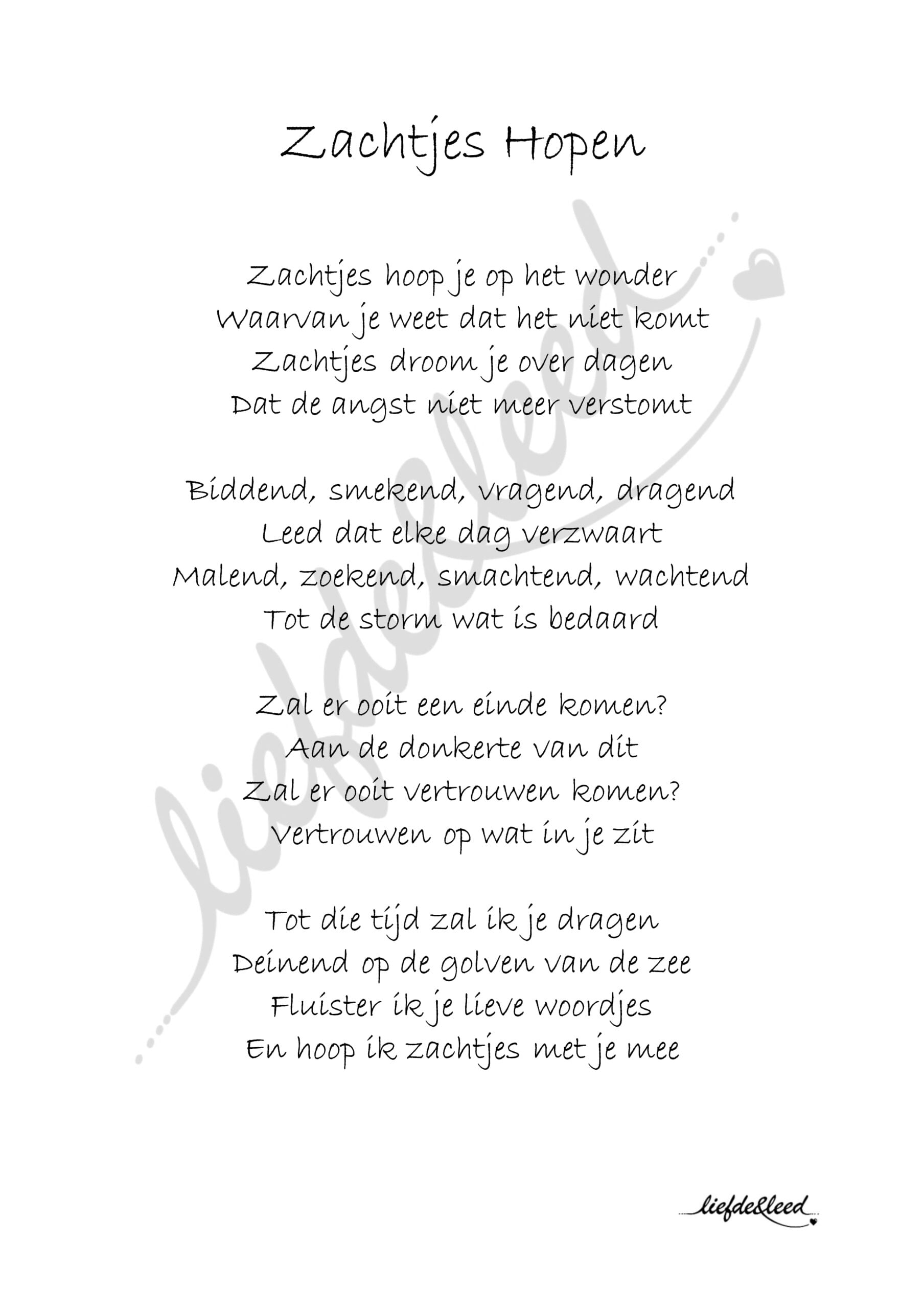 gedicht Zachtjes Hopen