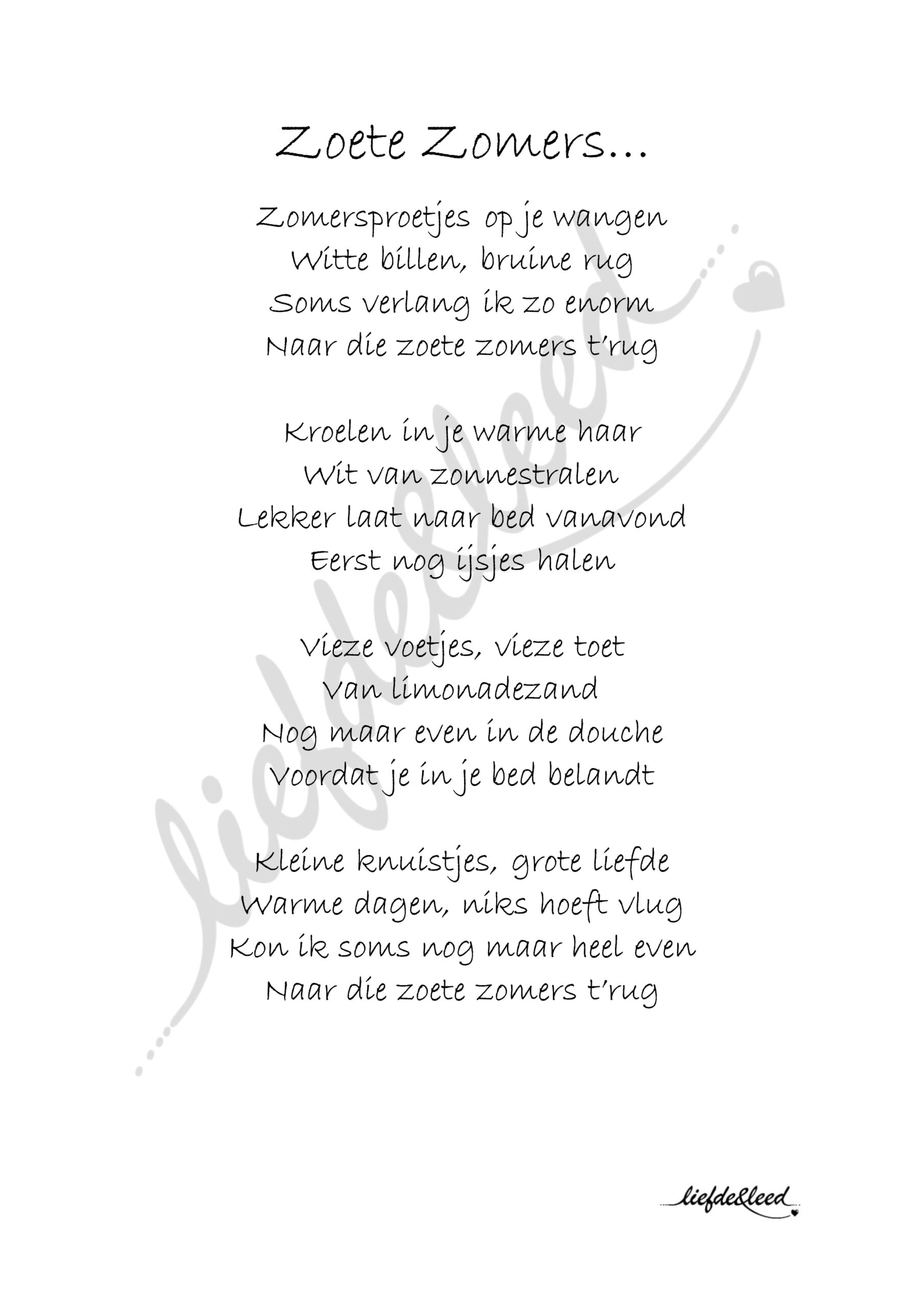 gedicht zoete zomers