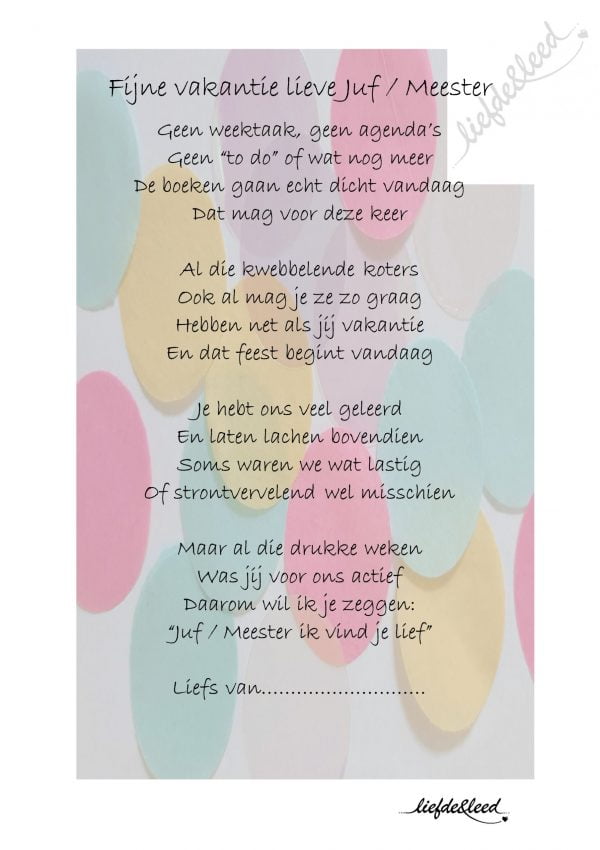 Lieve Juf Meester