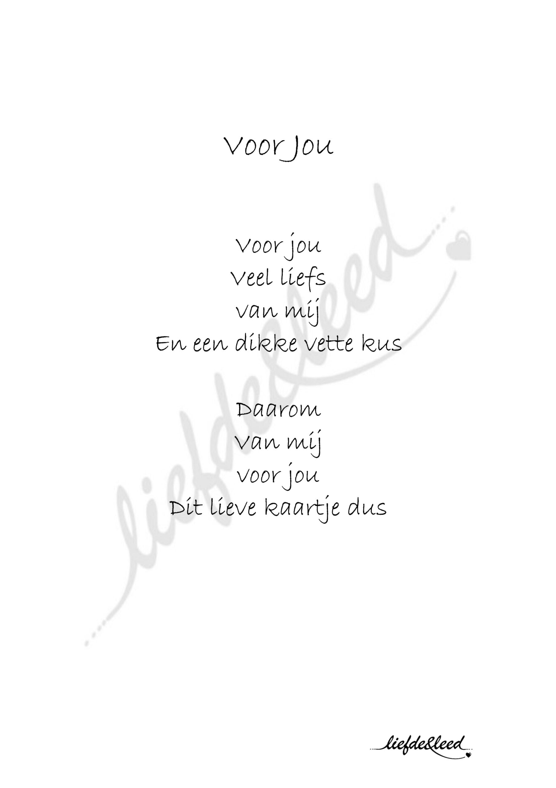 Voor jou, lieve gedichten, liefde en leed, kaart