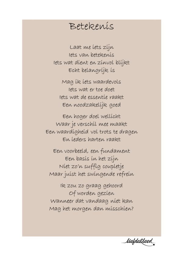 liefde en leed, gedicht