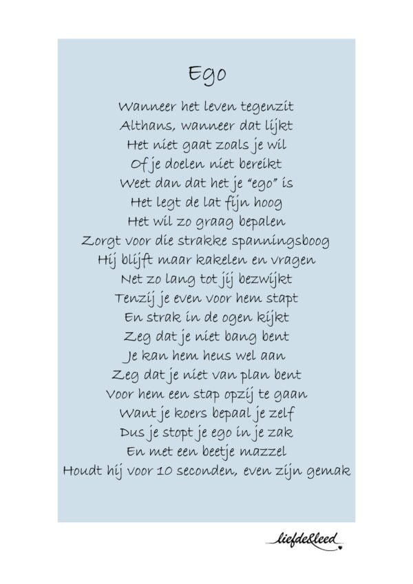 liefde en leed, gedicht Ego